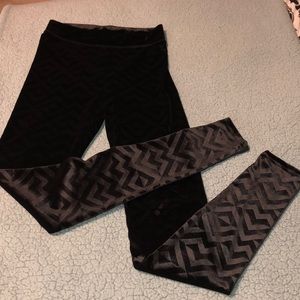 Black velvet Aztec leggings